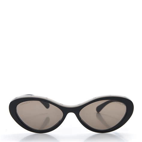 chanel black oval sunglasses